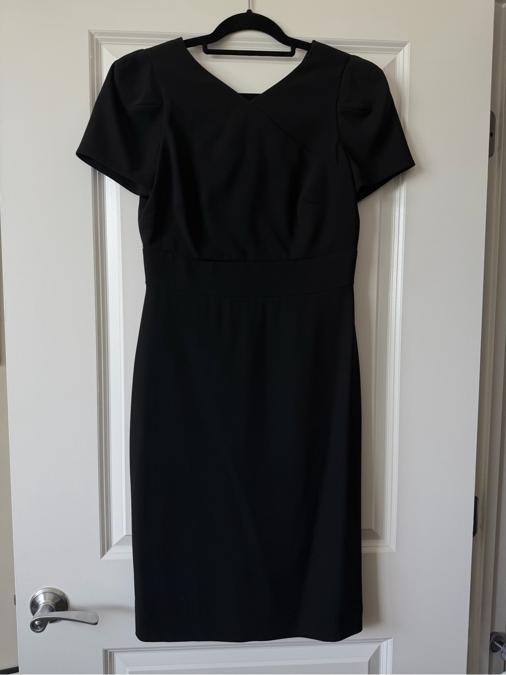 Giorgio Armani Black V-Neck Short Sleeve Midi Dress
